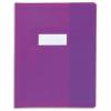 CALLIGRAPHE Protge-cahier PVC opaque (grain cuir) 20/100me avec porte-tiquette 24x32 violet