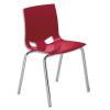 Chaise Swity en polypropylne aspect Glossy rouge, 4 pieds tube poxy aluminium D2 cm. Empilable